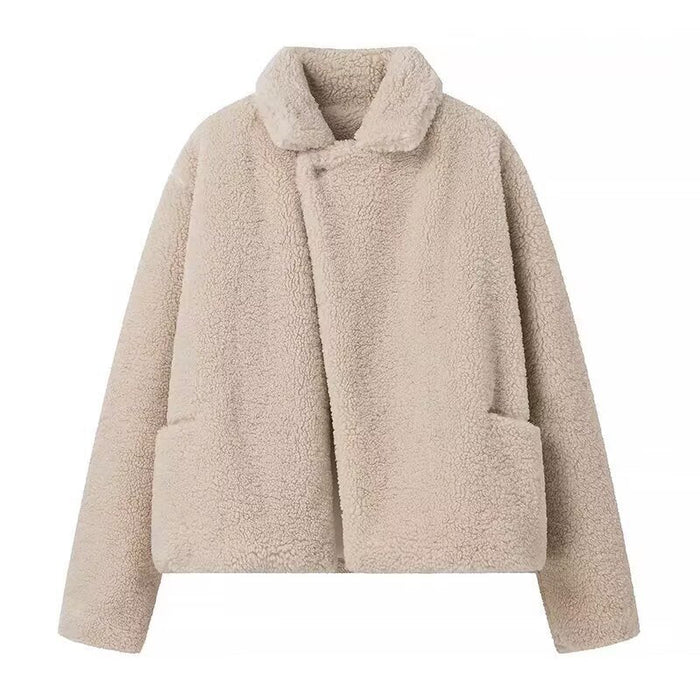 Damen-Teddymantel mit Oversize-Passform und Schalkragen