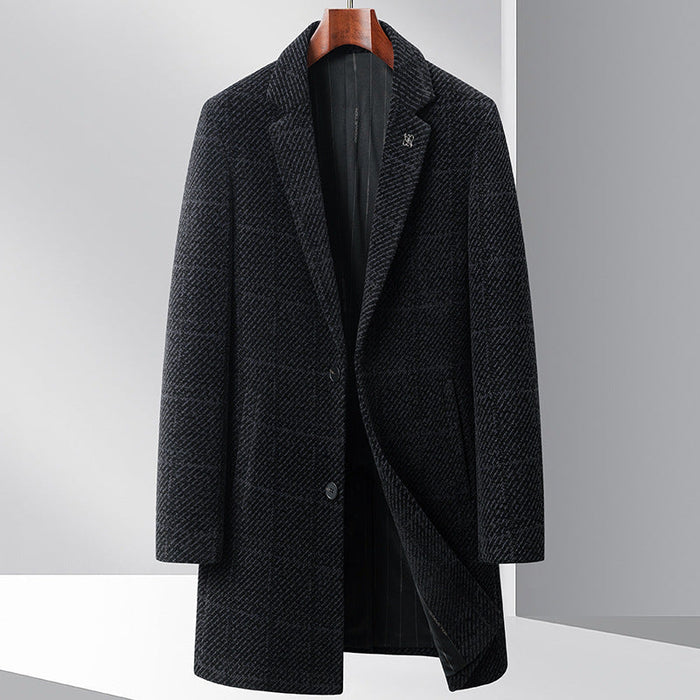 Men's Textured Overcoat Open Front Shawl Collar