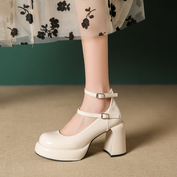 Damen-Plateau-Mary-Jane-Schuhe mit Knöchelriemen