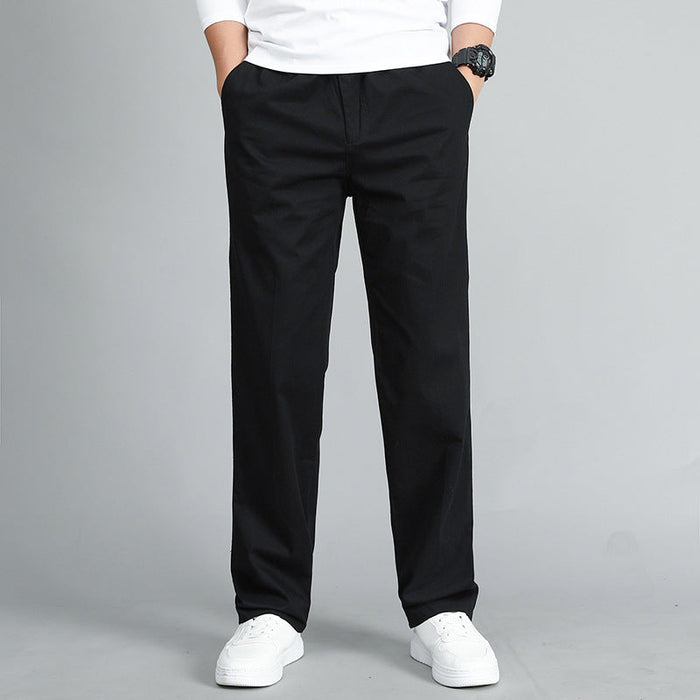 Pantalones chinos de hombre con cintura elástica, bolsillos laterales y pierna recta