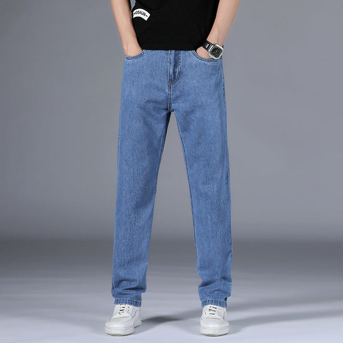 Jean droit pour homme, coupe classique, délavage moyen