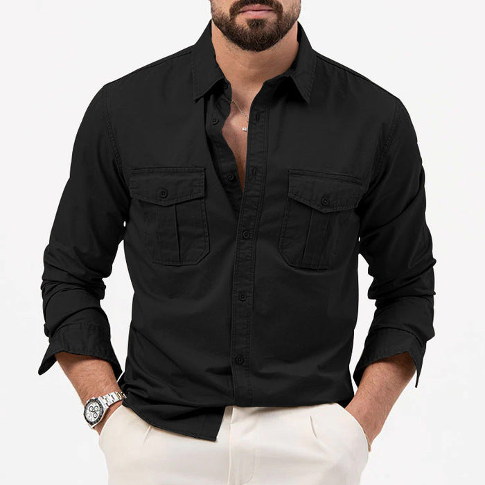 Chemise utilitaire pour homme à manches longues avec poches poitrine
