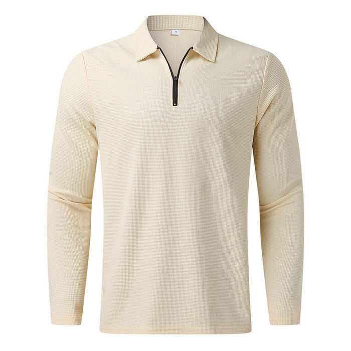 Polo de manga comprida texturado para homem com gola com fecho