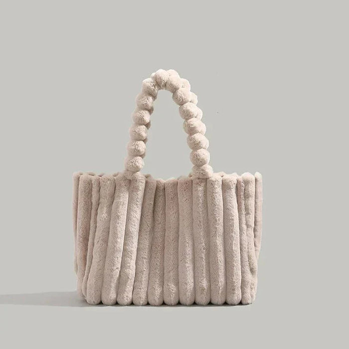 Bolso tote de felpa con asa de cuentas y diseño estructurado suave