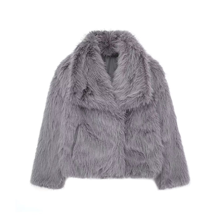 Chaqueta de pelo sintético extragrande para mujer, abierta por delante y con pelo largo