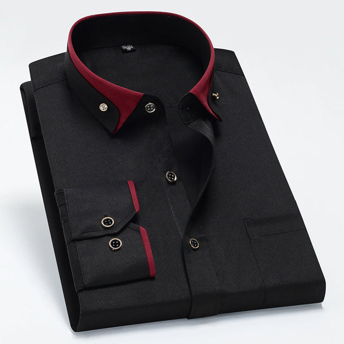 Knitterfreies Langarmhemd für Herren mit Button-down-Kragen