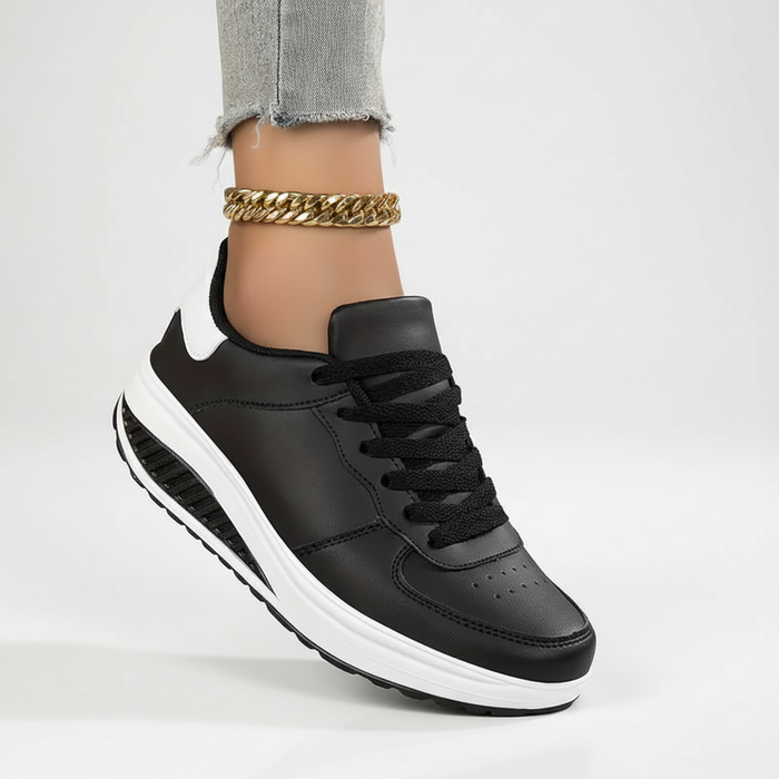 Zapatillas de mujer con cámara de aire, cordones y soporte