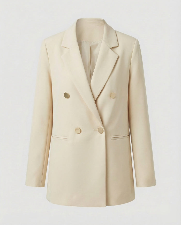 Blazer de trespasse para mulher com botões metálicos