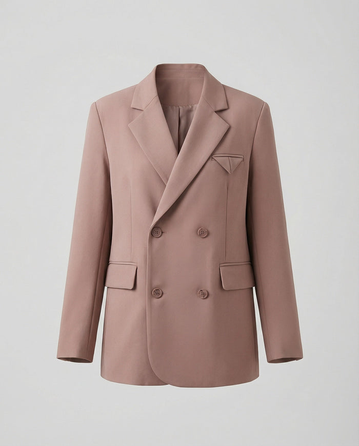 Blazer de senhora de peito duplo com lapela de bico