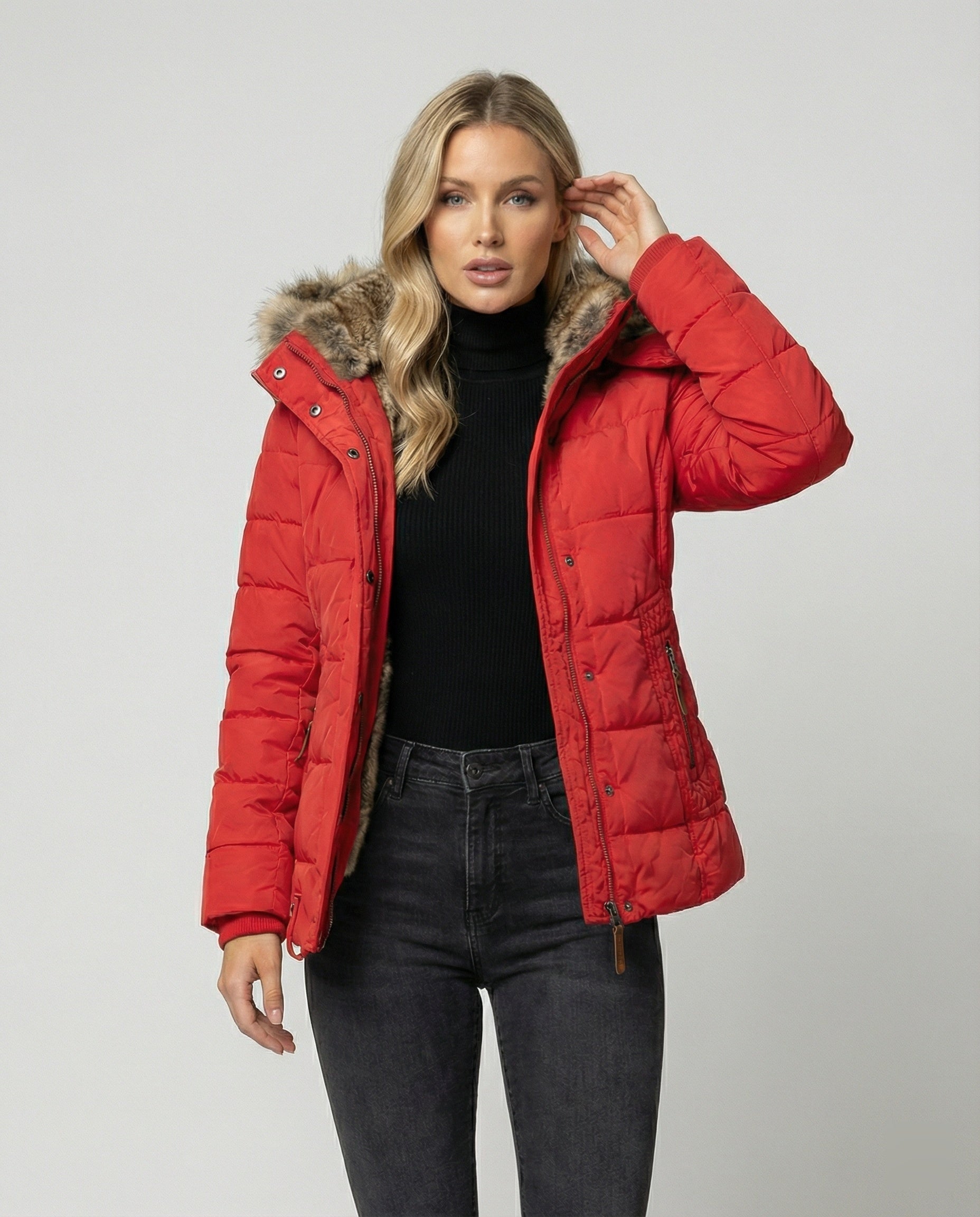 Water-Repellent Winter Jacket with Fleece Lining and Hood