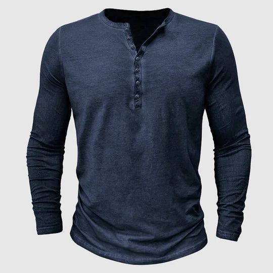 Herren-Langarm-Henley-Shirt mit Knopfleiste