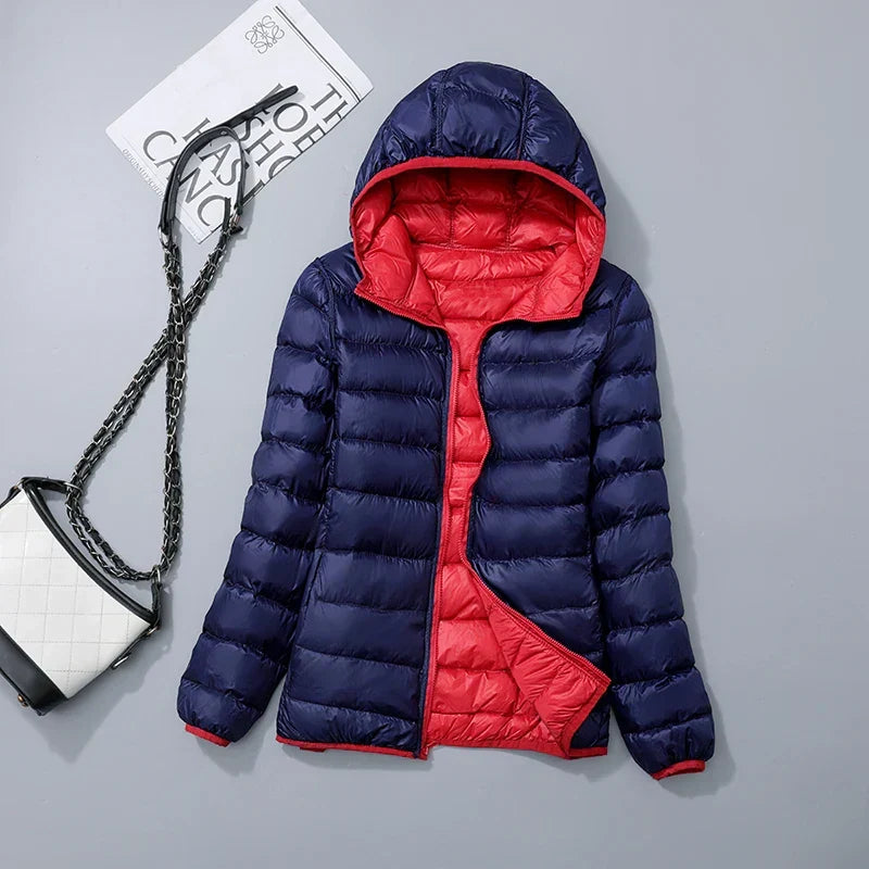 Women's Reversible Down Jacket with Fitted Silhouette