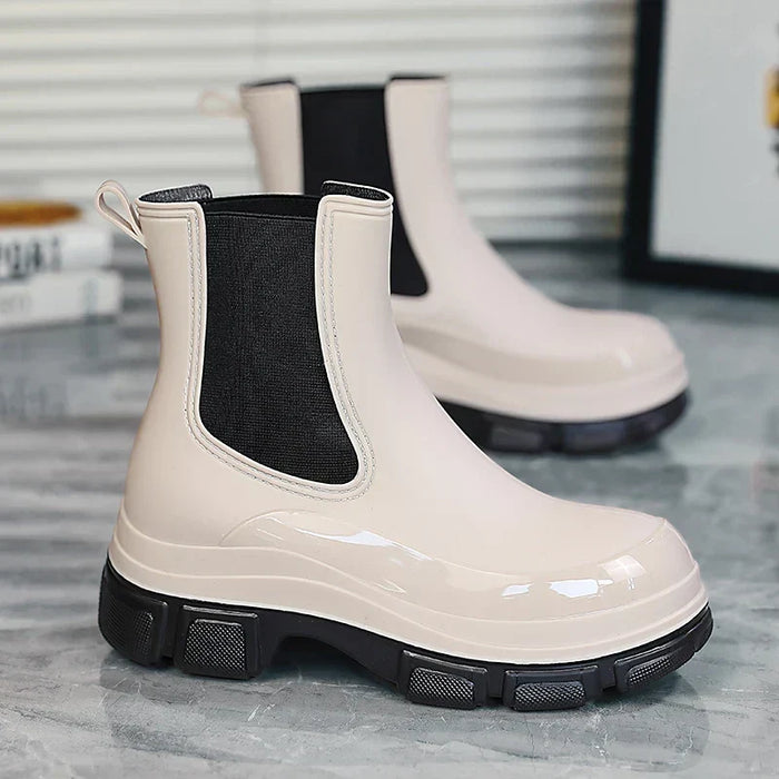 Women's Chelsea Rain Boots Waterproof Platform Sole