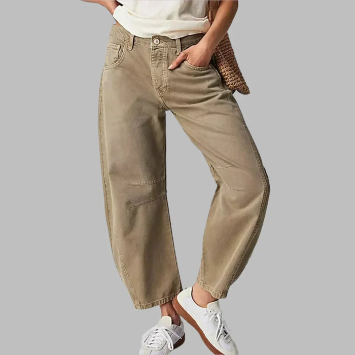 Damenjeans mit hoher Taille und weitem Bein, entspannte Passform