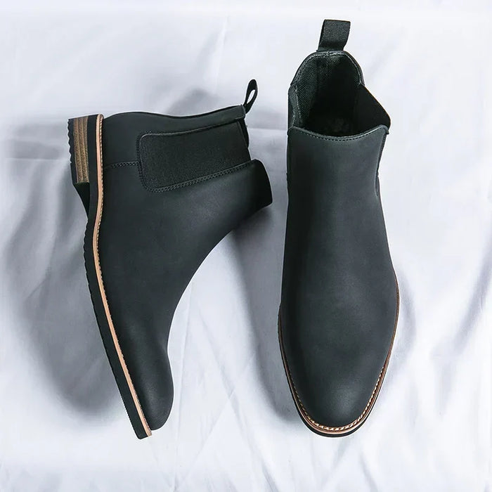 Men's Leather Chelsea Boots with Elastic Side Gusset