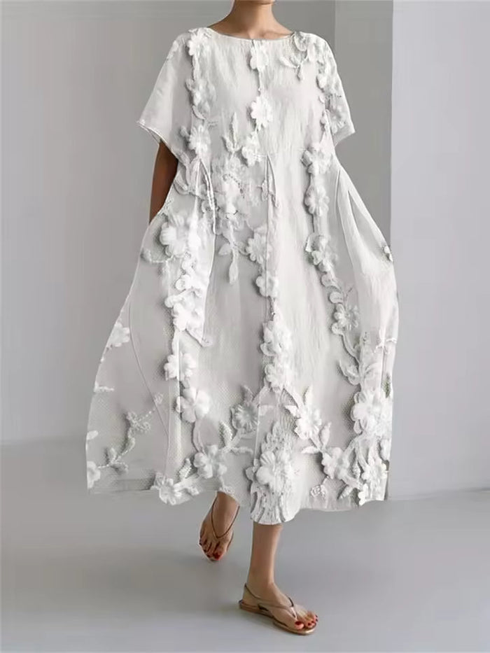 Fenella | Elegancka luźna sukienka z okrągłym dekoltem