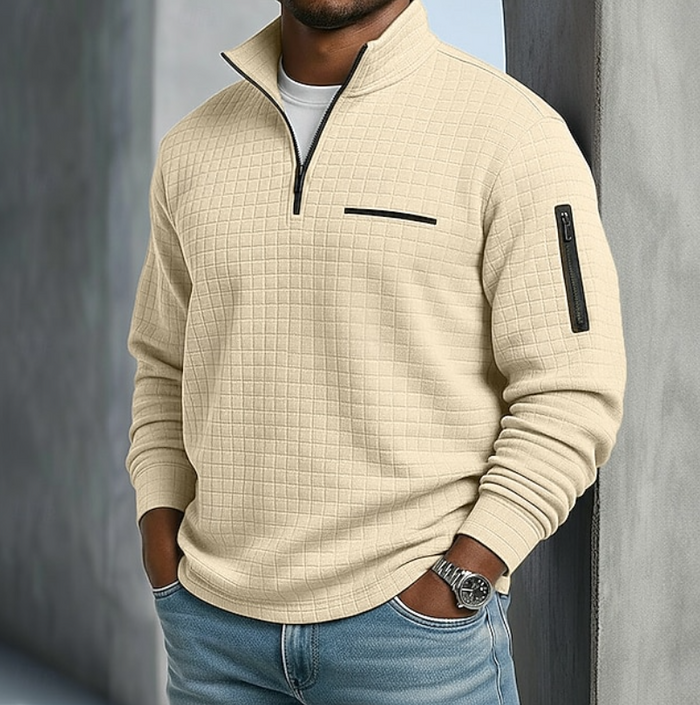 Edward | Lässiger langärmliger Waffelstrickpullover