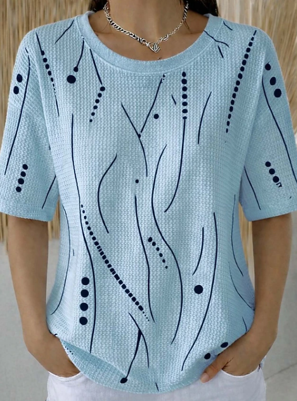 Mirella | Top casual in maglia con motivo ondulato
