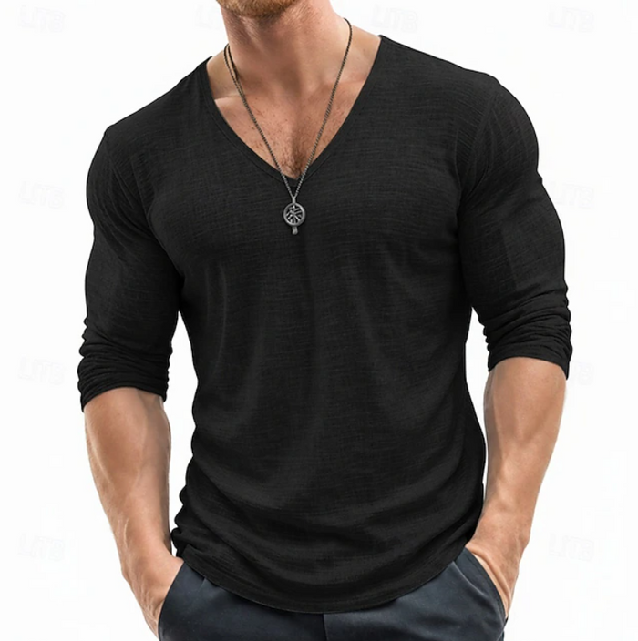 Ethan | Schmal geschnittenes Henley-Langarmshirt mit V-Ausschnitt