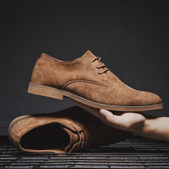 Men's Derby Shoes Lace-Up Suede with Flat Sole