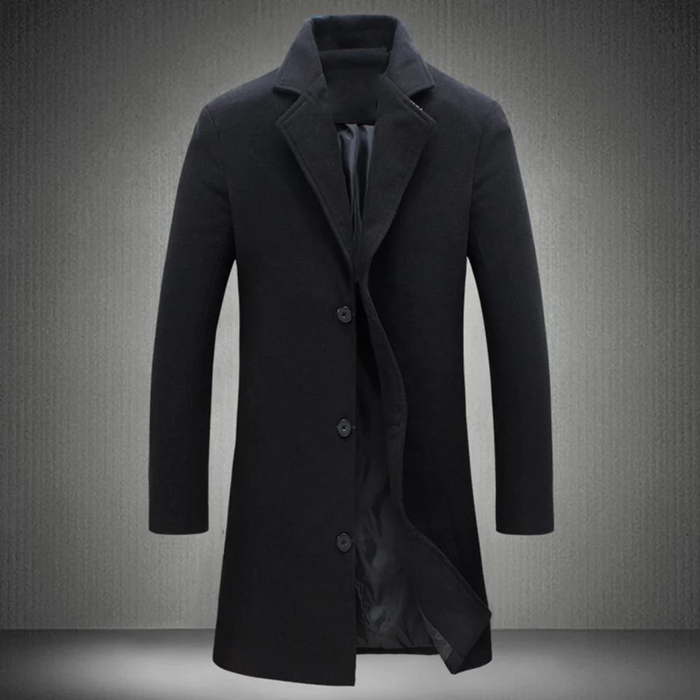 Men's Single-Breasted Overcoat with Notched Collar