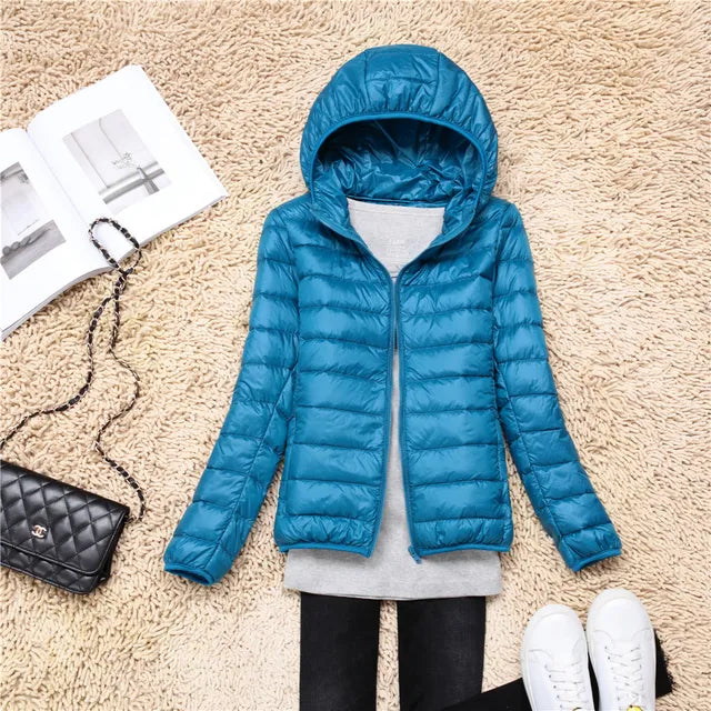 Women's Ultralight Packable Down Coat with Hood