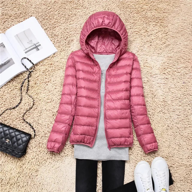 Women's Ultralight Packable Down Coat with Hood