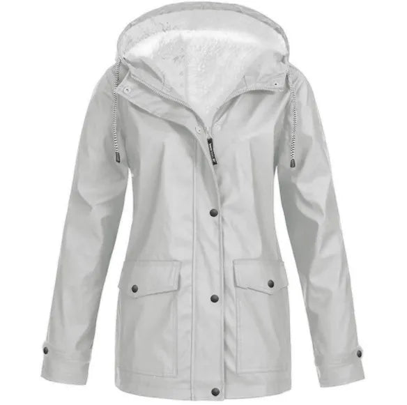 Women's Windproof and Waterproof Outdoor Jacket with Fleece Lining