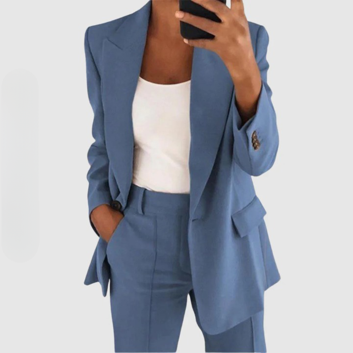 Women's Two-Piece Blazer Set with Slim Trousers