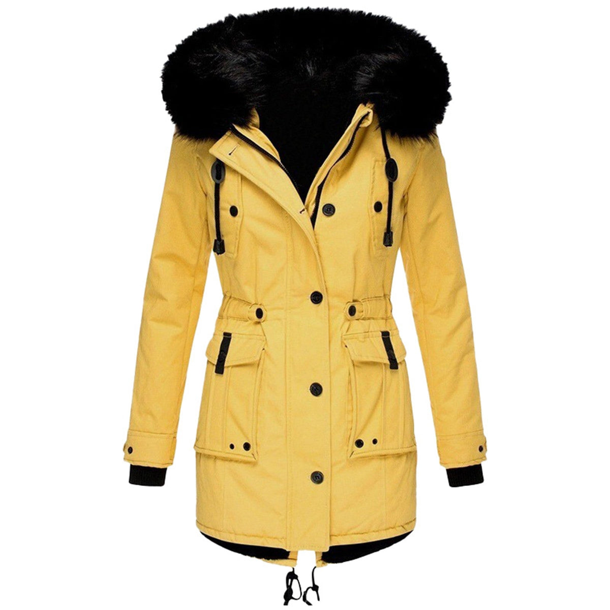 Women's Winter Parka with Faux Fur Hood for Cold Days
