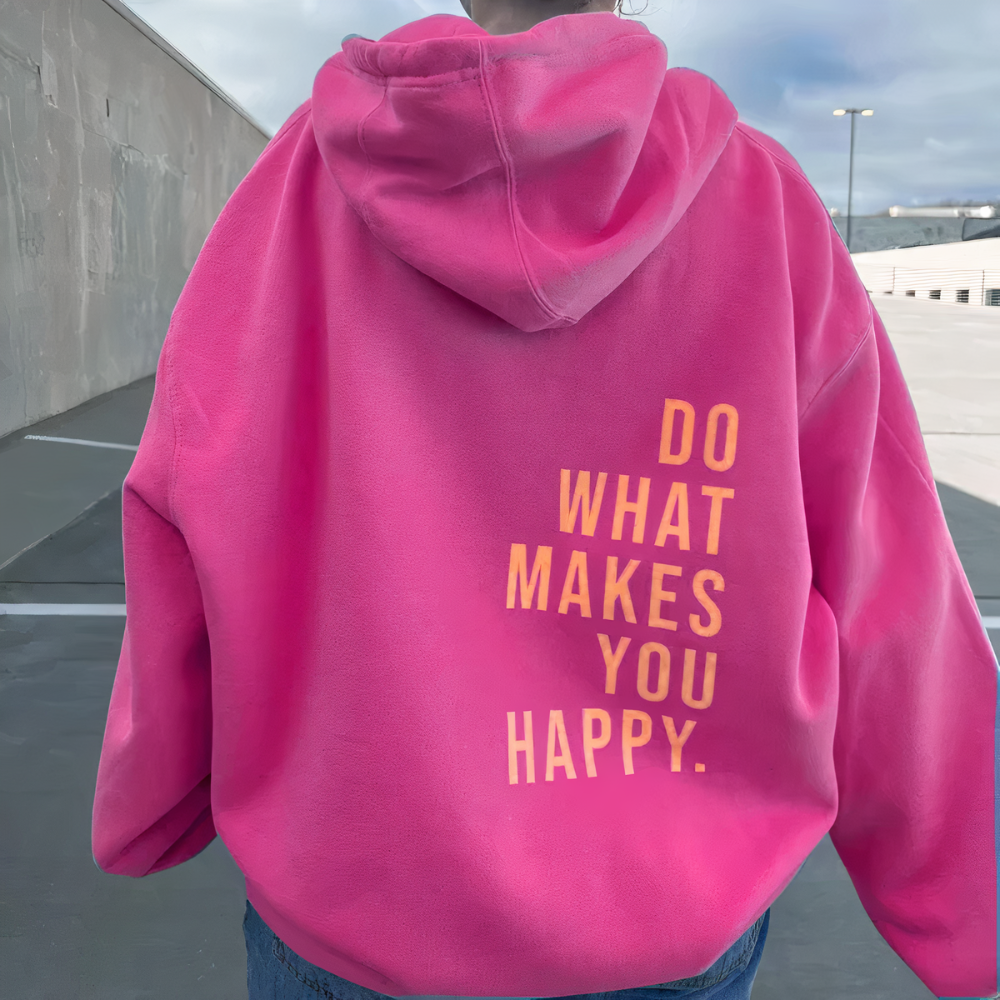Women's Oversized Long Hoodie with Eye-Catching Logo Print