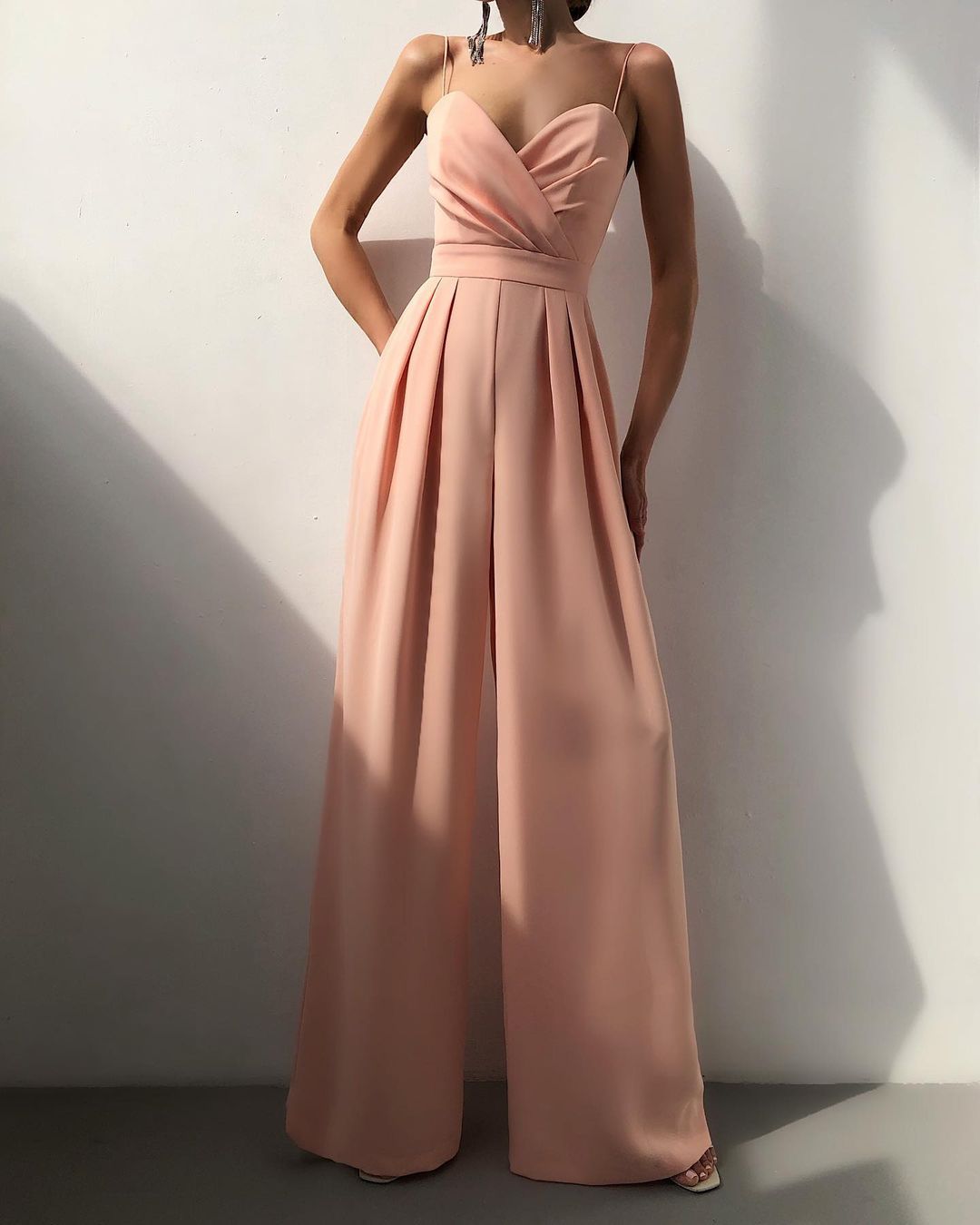 Women's Strappy Wide Leg Jumpsuit in Cotton Blend