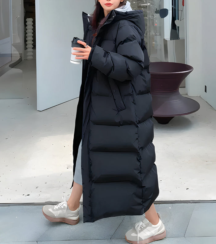 Parka lungo da donna impermeabile e antivento con cappuccio