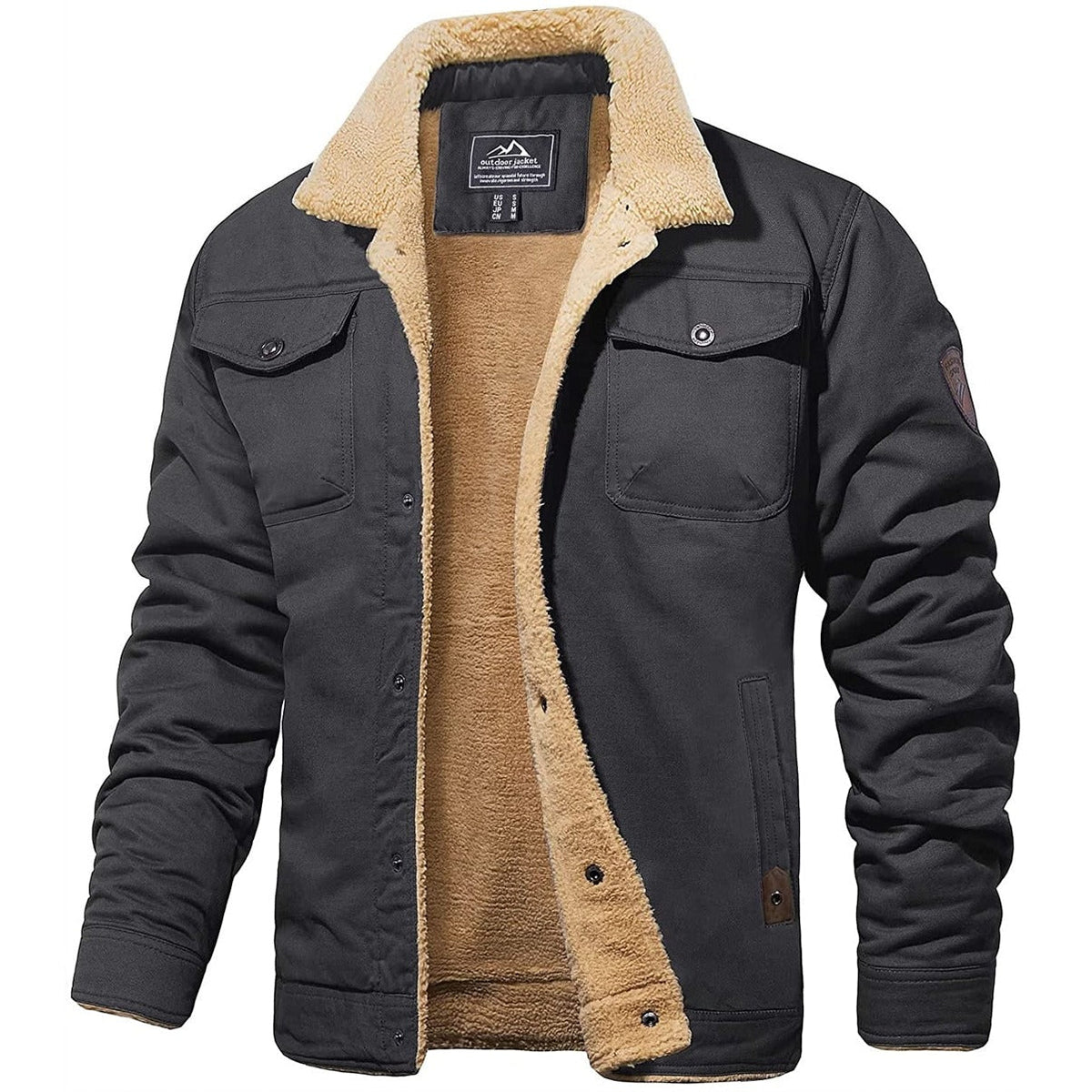 Men's Bomber Jacket with Thermal Lining and Windproof Shell