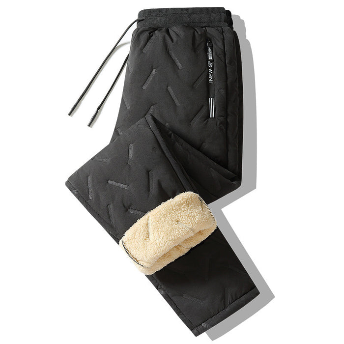 Pantalones deportivos de felpa para hombre, gruesos y forrados de lana de cordero