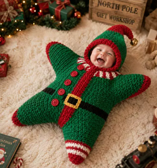 Crocheted Star Baby Sleeping Bag Bodysuit For Newborns