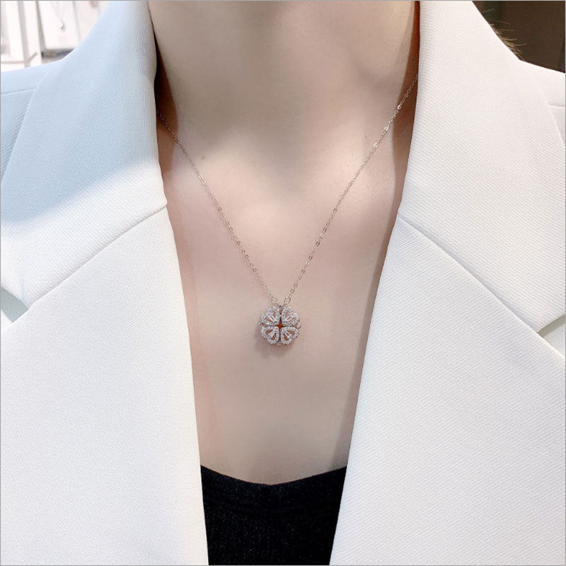 Detachable Four-Leaf Clover Necklace for Women, Multi-Wear Style