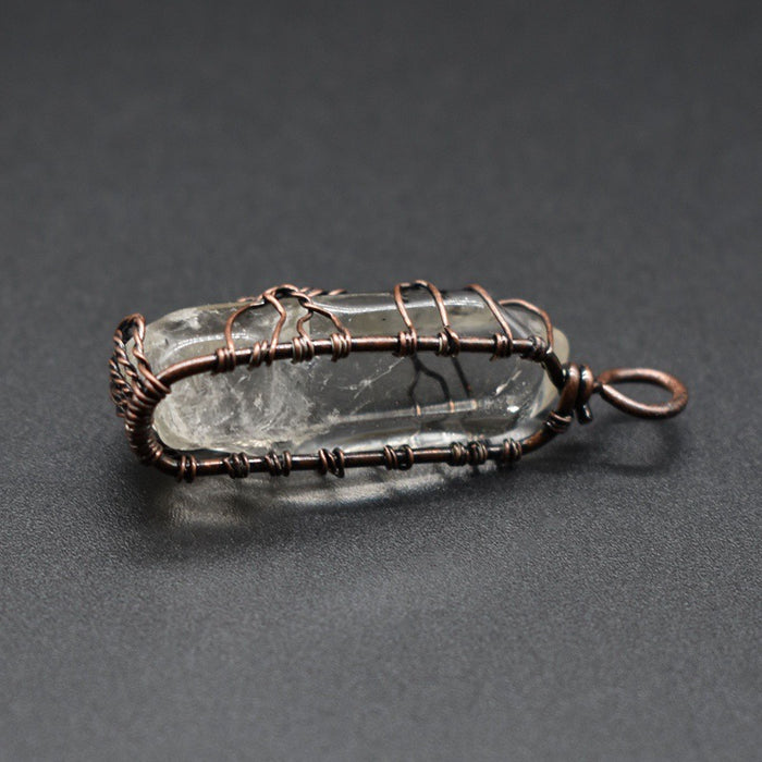 Collar con colgante del árbol de la vida de cristal de piedra natural