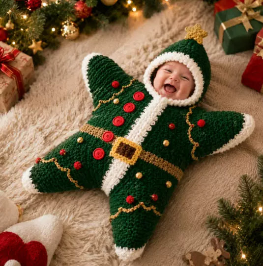 Crocheted Star Baby Sleeping Bag Bodysuit For Newborns