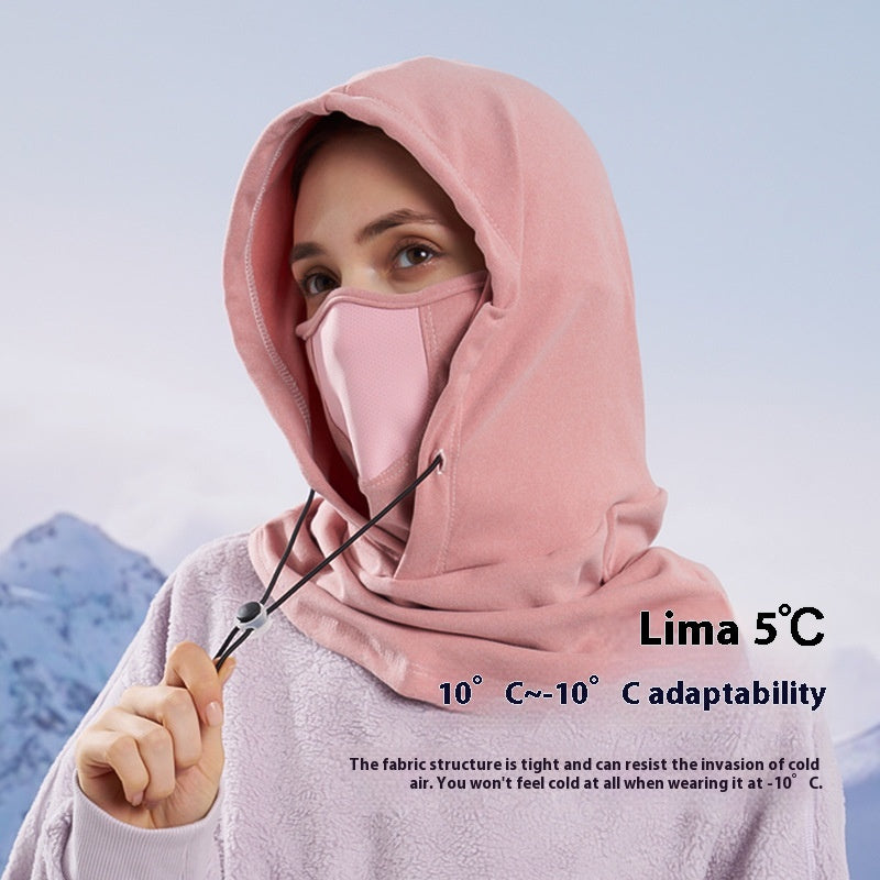Winter Thermal Fleece Neck Warmer Hood, Windproof Riding Hat