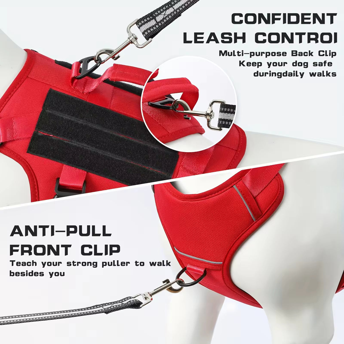 Adjustable No-Pull Dog Harness, Reflective Tactical Nylon