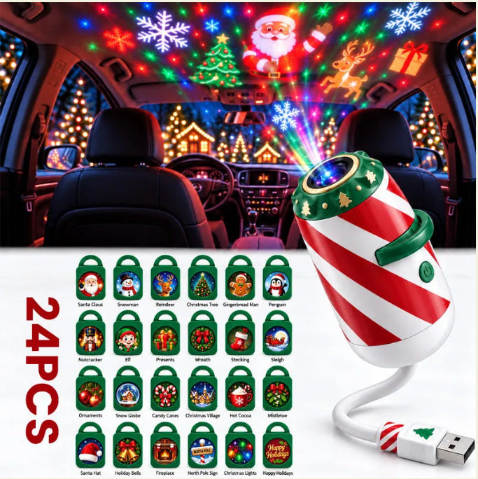 Merry Christmas Car Projector Light with Festive Patterns
