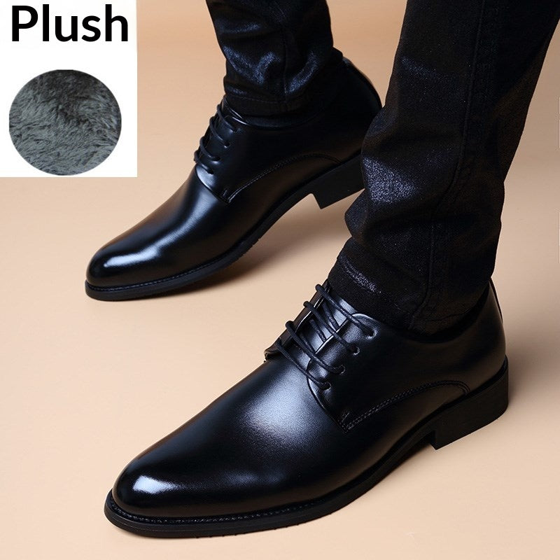 Men's British-Style Pointed-Toe Lace-Up Shoes with Height Lift