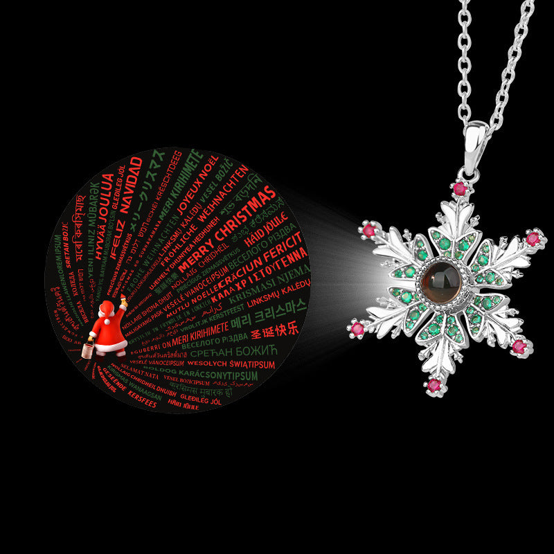 Christmas Snowflake Projection Necklace for Couples Gifts