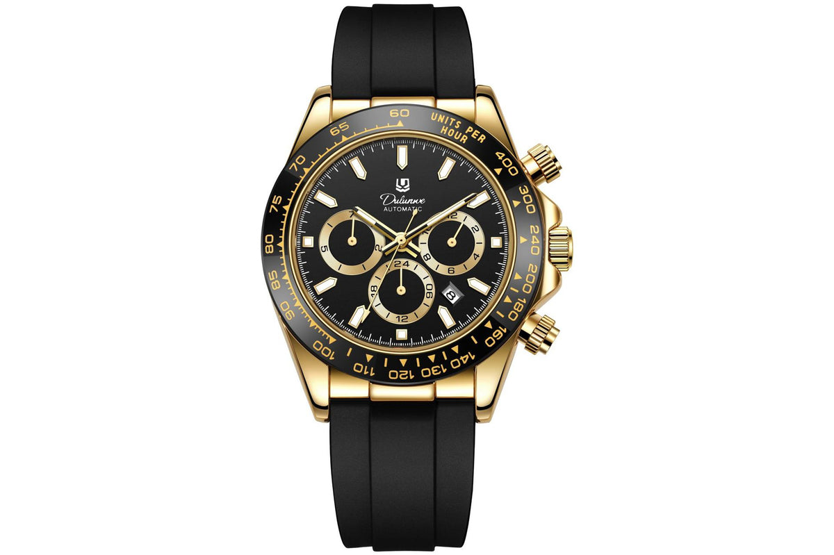 Men's Fully Automatic Mechanical Watch with Gold Case