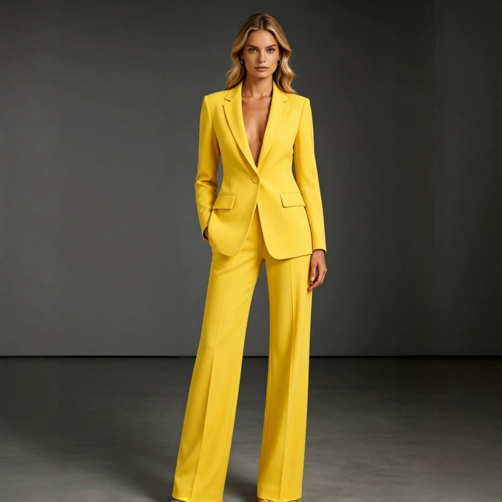 Women's Slim Fit Blazer and Trousers Two-Piece Office Suit