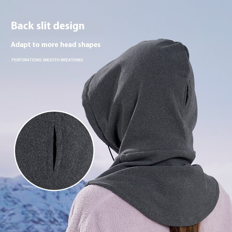 Winter Thermal Fleece Neck Warmer Hood, Windproof Riding Hat