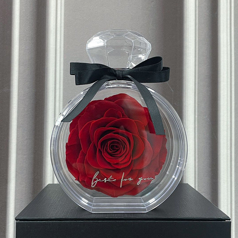 Natural Eternal Rose Flower Gift Box with Transparent Cover