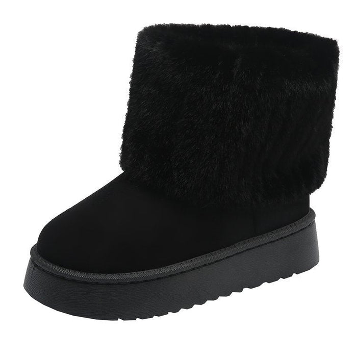 Botas de casa de inverno para mulher em pelo sintético, fáceis de calçar, para interior
