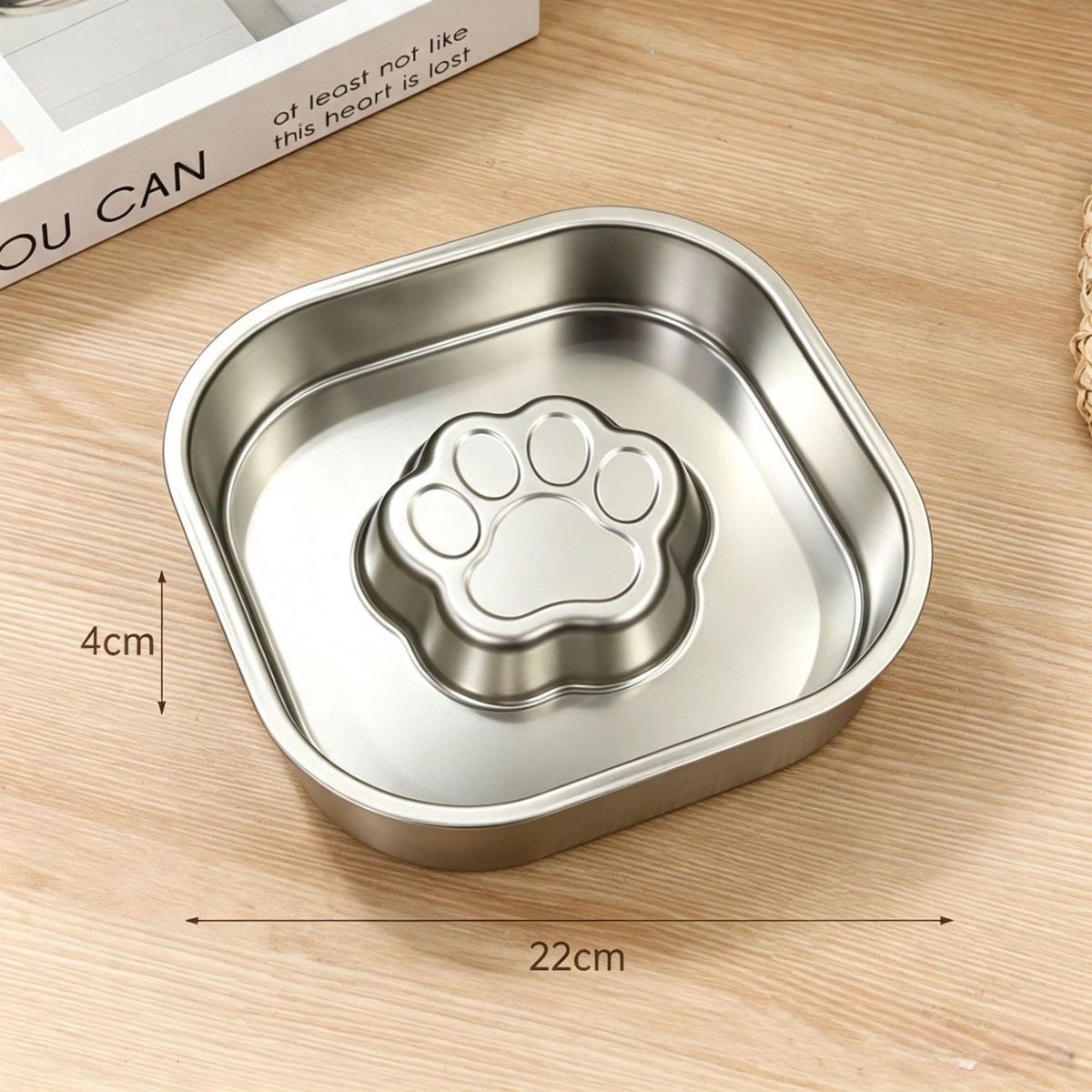 Thickened Stainless Steel Slow Feeder Pet Bowl, Round Or Square